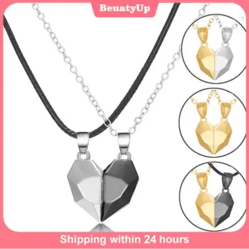 Two Souls One Heart Pendant Necklaces for Couple Wishing Stone