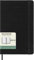 Moleskine 2023- 2024 18เดือนคลาสสิกสมุดการวางแผนรายสัปดาห์ฝาแข็งสีดำขนาดใหญ่ (13X21ซม.)