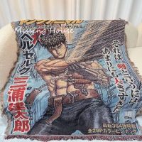 {[--- BERSERK ผ้าขนหนูลายอนิเมะพรมผ้าห่มทอพร้อมพู่ผ้าคลุมเตียงนอนฝ้ายกลางแจ้งผ้าขนหนูอาบน้ำที่คลุมเก้าอี้โซฟา