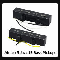 FLEOR ชุดปิ๊กอัพเปิดสำหรับ Alnico 5 JB เบสคอสีดำ &amp; บริดจ์รับไฟเบอร์กระสวยสำหรับ JB Bass 4สาย