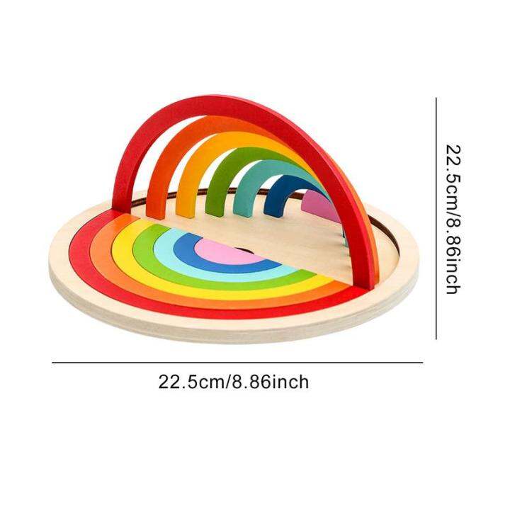 ไม้สายรุ้งซ้อนของเล่น-montessori-สายรุ้งอุโมงค์ซ้อนปริศนา-montessori-แผ่นอาคารบล็อกของเล่นที่สมบูรณ์แบบสำหรับวันเกิด