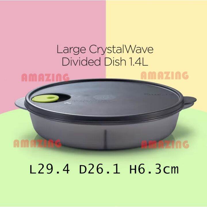 Tupperware Microwaveable Large Crystalwave Divided Dish 1.4L