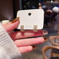 ? เครื่องประดับ 925 silver needle copper plating microscope design feeling leaves the circle earrings ins wet web celebrity with contracted fashion earrings