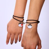 Cute Cartoon Penguin Love Heart Magnetic Adjustable Couple Bracelet For Christmas Men Womens Bracelets Friendship Jewelry Gift