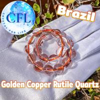 Golden Copper Rutile Quartz กำไลหินแท้ไหมจักรพรรดิ์ ขนาดเม็ดหิน(9-10.5 มม.) หินแห่งความมั่งคั่ง สร้อยข้อมือหินแท้ หินนำโชค หินธรรมชาติ นำเข้าจากBrazil