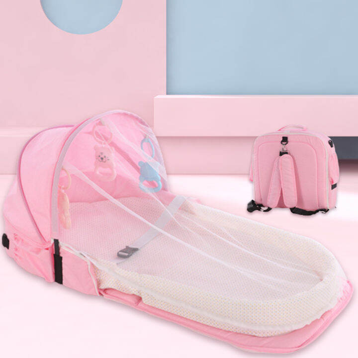 Portable foldable crib Pinkdouble shoulder Lazada PH