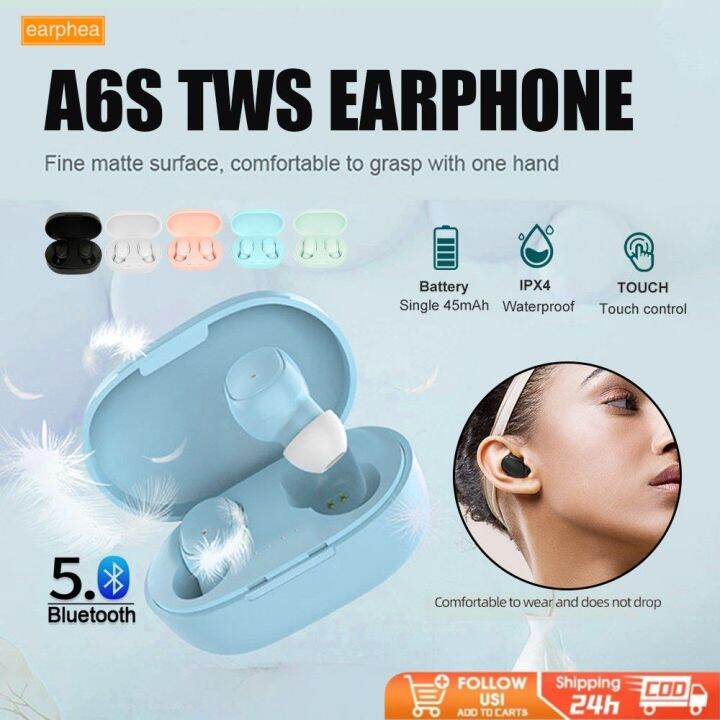 Macaron A6s Tws Wireless Earbuds Bluetooth 50 Earphone Noise Cancelling Fone Headset With Mic 8247