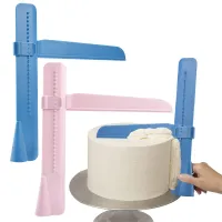 ที่ขูดเค้กสะดวกปรับ Fondant Spatulas ขอบเค้กครีมนุ่มนวลตกแต่ง DIY Bakeware บนโต๊ะอาหารครัวเครื่องมือเค้ก-WIOJ SHOP