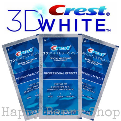 CREST 3D WHITESTRIPS Professional Effects แผ่นแปะฟันขาว แบบซองแบ่งขาย 1 ซอง  รุ่นใหม่❤ แผ่นฟอกฟันขาว นำเข้าจากประเทศอเมริกา ฉลากภาษาอังกฤษ