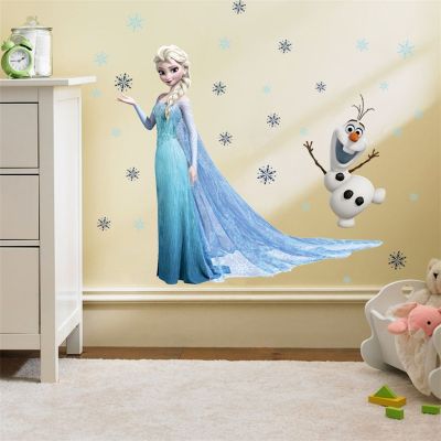 ❄℗❃ Cartoon diy frozen princess Elsa Anna wall stickers girl Children room background decoration removable kids bedroom poster decal