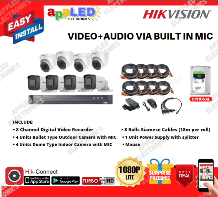 Hikvision Cctv Package With Audio Pickup Recording Mp Eco Cameras