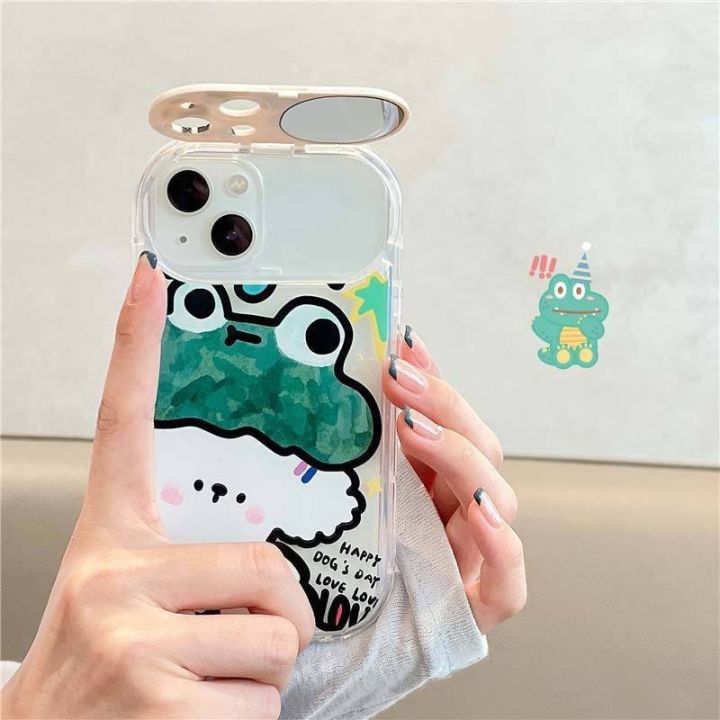 เคสโทรศัพท์-tpu-แบบนิ่ม-มีกระจกเป็นขาตั้งได้-มีกระจก14-13-14pro-13pro-12-pro-max-11-8plus-7plus-xr-15-15promax-4004