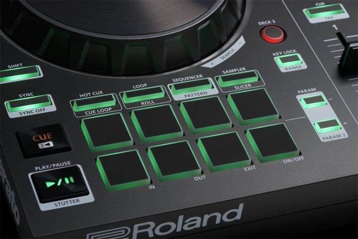 roland-ตัวควบคุมดีเจสองช่องทางสี่ดาดฟ้าพร้อม-serato-dj-pro-อัพเกรด-serato-dj-202