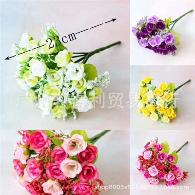 ดอกไม้ปลอมฤดูใบไม้ผลิ: ดอกกุหลาบ21หัว,ส้อม7ดอกของ Bunga Mawar Kecil,ช่อกุหลาบ Bunga Mawar Kecil,ดอกไม้ผ้าไหม,มือจับขนาดเล็กของดอกไม้ประดิษฐ์