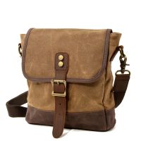 [COD] and new mens messenger bag shoulder oil wax with leather casual outdoor travel