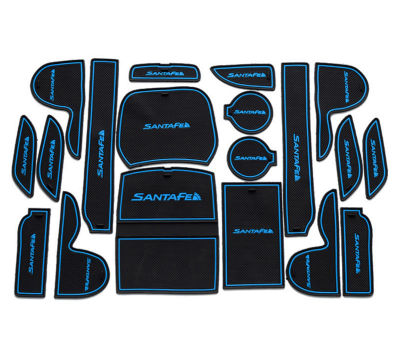 19Pcs Car Gate Slot Mat Cup Holder Rubber Mat Auto Door Groove Latex Mats Fit For SANTAFE 2013-2015