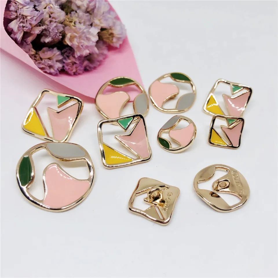 10 Pcs Alloy Rhinestone Pearl Buttons for Sewing Metal Trench