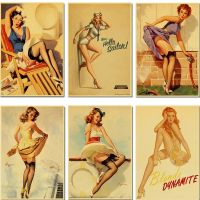 New World War II Pin Up Girl คุณภาพสูง Retro โปสเตอร์ Vintage โปสเตอร์ Wall Decor สำหรับ Home Bar Cafe