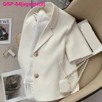 Agafgadf Xpqbb-Blazer Feminino De Manga Curta Jaqueta Botúão Nico Cortada Terno Casual Simples Do Escritório Moda Verão