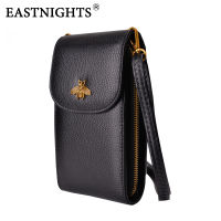 EASTNIGHTS Genuine Leather Small Crossbody Bags for Women Fashion Ladies Cell Phone Bag Black Flap Purses and Handbags