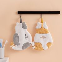 Cat Shape Coral Fleece Hand Towel Creative Quick Dry Absorbent Pot Dish Cloth Hanging Towels Kitchen Bathroom Cleaning Tools Dish Cloth  Towels