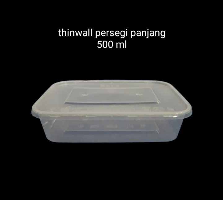 [1 Pak Isi 25 Pcs] Thinwall Persegi Panjang 500ml Tutup Kotak Makan