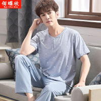 Fast Shipping Pajamas MenS Satsuki Short Cotton Sleeve Pants Casual Loose Two -Piece Suit Can Wear Thin