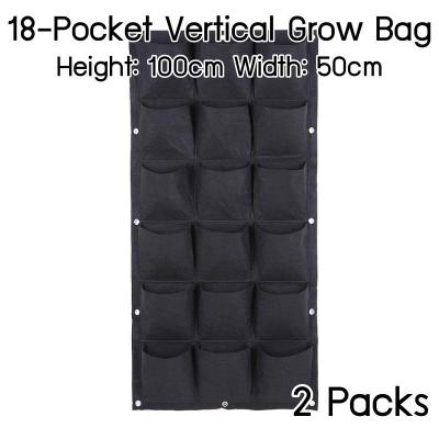 แพ็ค 2! 18-ช่อง ถุงปลูกต้นไม้ Pocket Grow Bag แบบแขวน (แนวตั้ง) สำหรับการปลูกต้นไม้ สูง 100cm กว้าง 50cm ใช้ได้ทั้งภายในและภายนอก Height 100cm Width 50cm