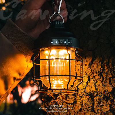 Mini Vintage Metal Hanging Lanterns 3500mAh Battery Warm Light Led Camp Lantern Rechargeable Lightweight Tent Light For Outdoor