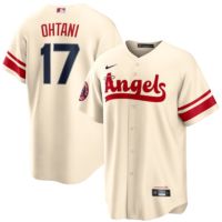 High volume jerseys 2022 MLB Los Angeles Angels 17 Shohei Ohtani Creamy White City Edition Elite Baseball Jersey