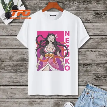 DEMON SLAYER Nezuko Kamado Design T-shirt with DTF (Direct to Film) Anime  Print Rubberized Quality Plain 80% Cotton 20% Polyester, Crew / Round Neck  for Casual Unisex Wear, fit Men Woman, Available