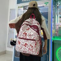 [COD] Graffiti design schoolbag female Korean ins retro sports high school college student backpack large capacity cartoon