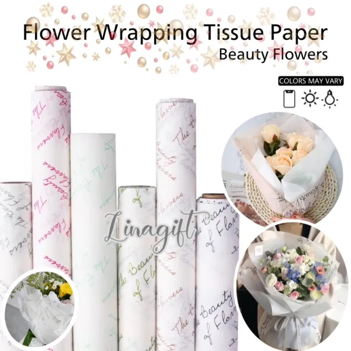 ( 5 Lembar ) BEAUTY FLOWERS FLOWER WRAPPING TISSUE PAPER / KERTAS