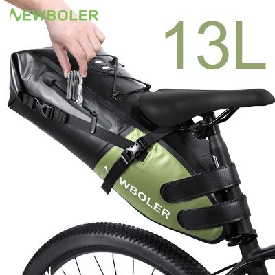 NEWBOLER กระเป๋าจักรยานกันน้ำ13L กระเป๋าอานจักรยานความจุมากกระเป๋าสะพายหลังขี่จักรยานพับได้