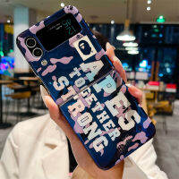 เคสซิลิโคนสไตล์ใหม่สำหรับ Samsung Galaxy Z Flip 4 Z Flip 3 Blue Ray ทำสีฟ้าแบรนด์ดังทำจากซิลิโคนภาษาอังกฤษเคสป้องกันแฟชั่นป้องกันการตก Samsung พับได้เคสโทรศัพท์