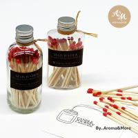 Aroma&amp;More  wooden matches with striker ไม้ขีดไฟก้านยาว 3’’พร้อมแผ่นจุดไฟ สำหรับจุดเทียนหอม จุดซิการ์หรือใช้งานทั่วไป มินิมอลสไตล์  25/50 ก้าน/matches