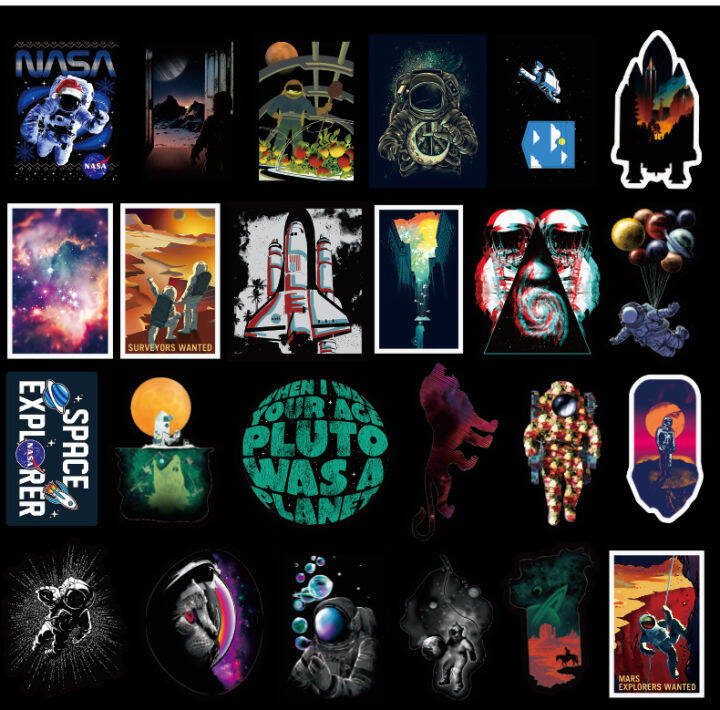 สติ๊กเกอร์ไดคัท-สติ๊กเกอร์-อวกาศ-sticker-space-nasa-กันน้ำ-pvc-100-ชิ้น-7-cm-c-diy-ของสะสม-ของเล่น-ของเล่นถูกๆ-ของเล่นเด็ก