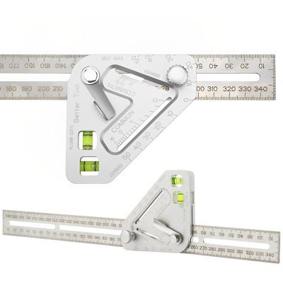 【cw】 Woodworking Ruler with Bubble Level Stainless Steel Adjustable Combination Square Precision Combo Carpentry Measuring Tool