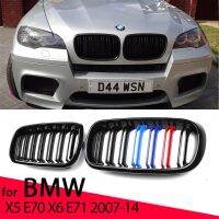 Car Front Bumper Grilles Kidney Racing Grill For BMW X5 E70 2007-2013  X6 E71 E72 2008-2014 Double Slat Replacement Grille