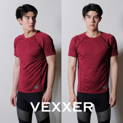 Vexxer TopDye Running Shirt X01 - สีแดง เสื้อกีฬา แขนสั้น เสื้อยืด เสื้อวิ่ง ออกกำลังกาย