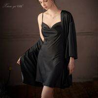 --SY23726☽ Xianyi Silky Deep V Spender Nightdress lor -piece Set Female 8