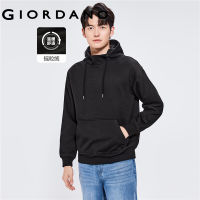 GIORDANO Men Hoodies Thick Fleece-Lined Kanga Pocket Hoodies Drop Shoulder Simple Solid Color Casual Loose Hoodies 01022864