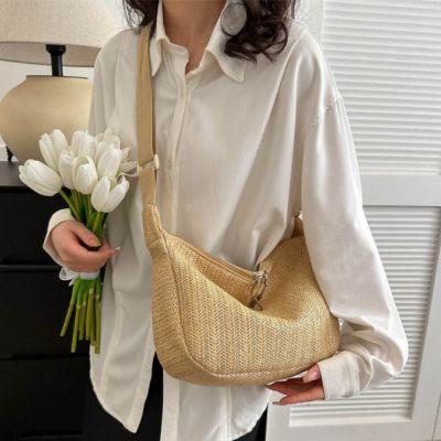 Summer Popular Straw Bags Women New Versatile Fashion Shoulder Bag Casual Nylon Crossbody Bags for Women 2023 Cross Body Shoulder Bags