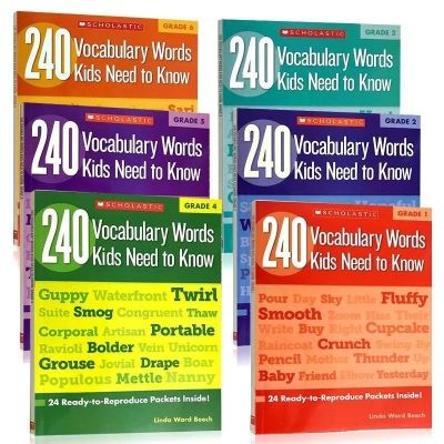 6 Books/Set 240 Vocabulary Words Kids Need to Know Primary School Grade 1-6 English Workbook