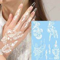 New Design White Henna Stickers for Hand Flower Mandala Henna Tattoos for Women Fake Tatoo Waterproof Wedding Tattoo Body Art Stickers