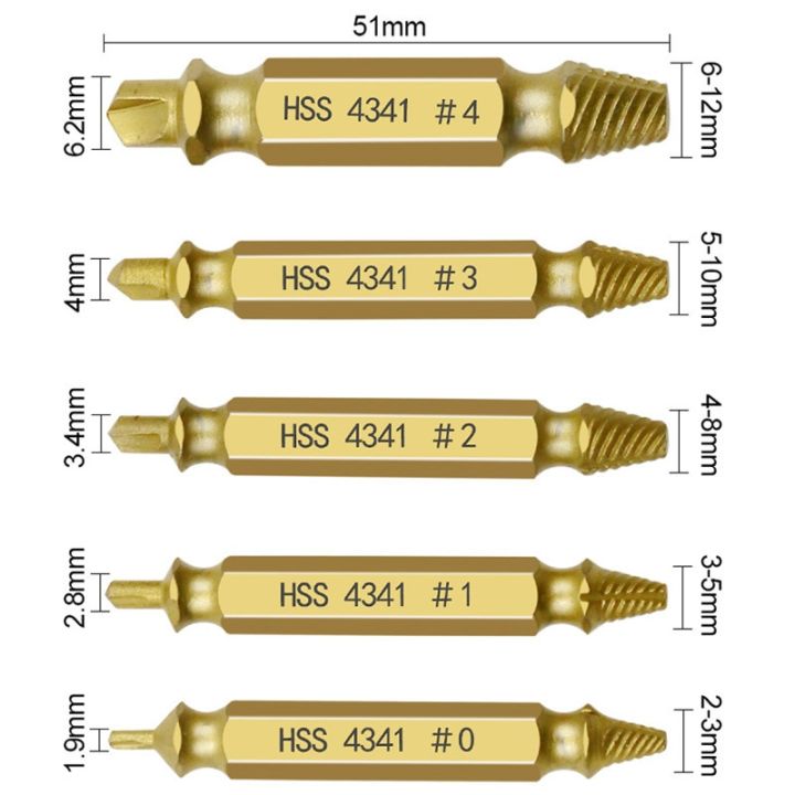 ชุดไกด์ดอกสว่านอุปกรณ์ถอนสกรูที่ชำรุด6ชิ้น-เครื่องมือถอดสลักเกลียวออกง่ายต่อการแตกแรงสูง