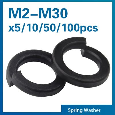 ▥ 5/ 10/ 50/ 100pcs Spring Lock Washers Carbon steel Elastic Gasket M2 M2.5 M3 M4 M5 M6 M8 M10 M12 M16 M20 M24 M27 M30 GB93