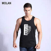 MOLAN เสื้อกั๊กใหม่ของผู้ชายดีไซน์แขนกุดพิมพ์ลายระบายอากาศได้ดีมีสไตล์