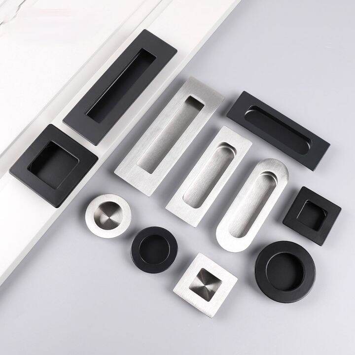 [HOT JUZZOWOIIWH 512] Hidden furniture pulls Black Sliding door Handles Recessed Flush drawer