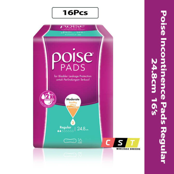 Poise Pads Regular [24.8cm] [16 Pads] Incontinence /Adult Diapers Lazada